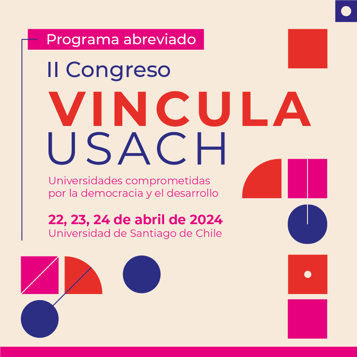 vimeusach's tweet photo. 🔎 Revisa el programa del II Congreso Vincula @usach 🗣️

Este 22, 23 y 24 de abril, te esperamos en el Edificio VIME para compartir conocimientos y experiencias en vinculación con el medio 🤝

Inscríbete aquí:
ℹ️ https://t.co/voteCPCSJA https://t.co/fmSEiqGxeg