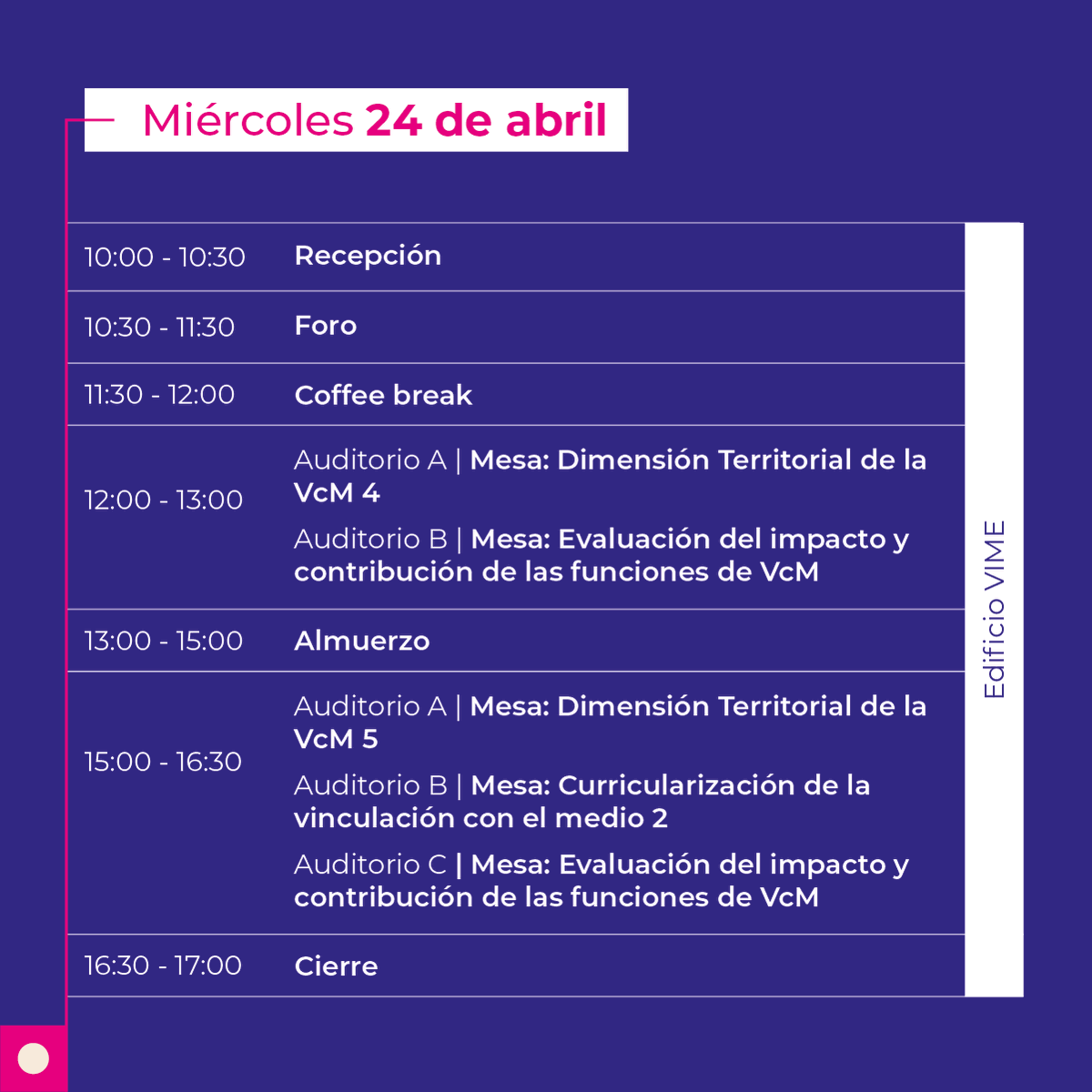 vimeusach's tweet photo. 🔎 Revisa el programa del II Congreso Vincula @usach 🗣️

Este 22, 23 y 24 de abril, te esperamos en el Edificio VIME para compartir conocimientos y experiencias en vinculación con el medio 🤝

Inscríbete aquí:
ℹ️ https://t.co/voteCPCSJA https://t.co/fmSEiqGxeg