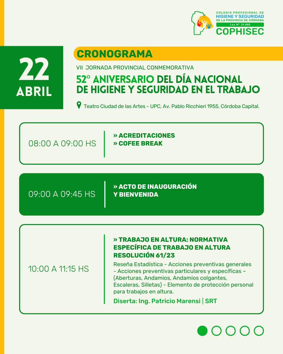 cophisec's tweet photo. 📌Cronograma de disertaciones:

#higieneyseguridad #cordoba https://t.co/4mjioNkFyq