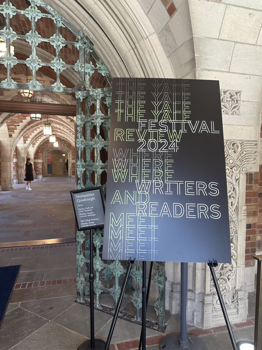 Starting now! ⁦@yalereview⁩ festival @yale, featuring Pulitzer Prize winning novelist Hernan Diaz, ⁦⁦@katiekitamura⁩ , ⁦@AriaAber⁩, ⁦@briangdillon⁩, Merve Emre, ⁦@namwalien⁩ and many more!
