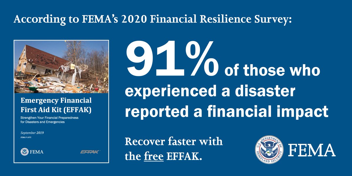 Do you have your medical, financial, & household documents neatly gathered in case of an emergency? If not, grab this free @fema Emergency Financial First Aid Kit to help you recover faster. Download it today for peace of mind tomorrow. ⬇️ community.fema.gov/PreparednessCo…