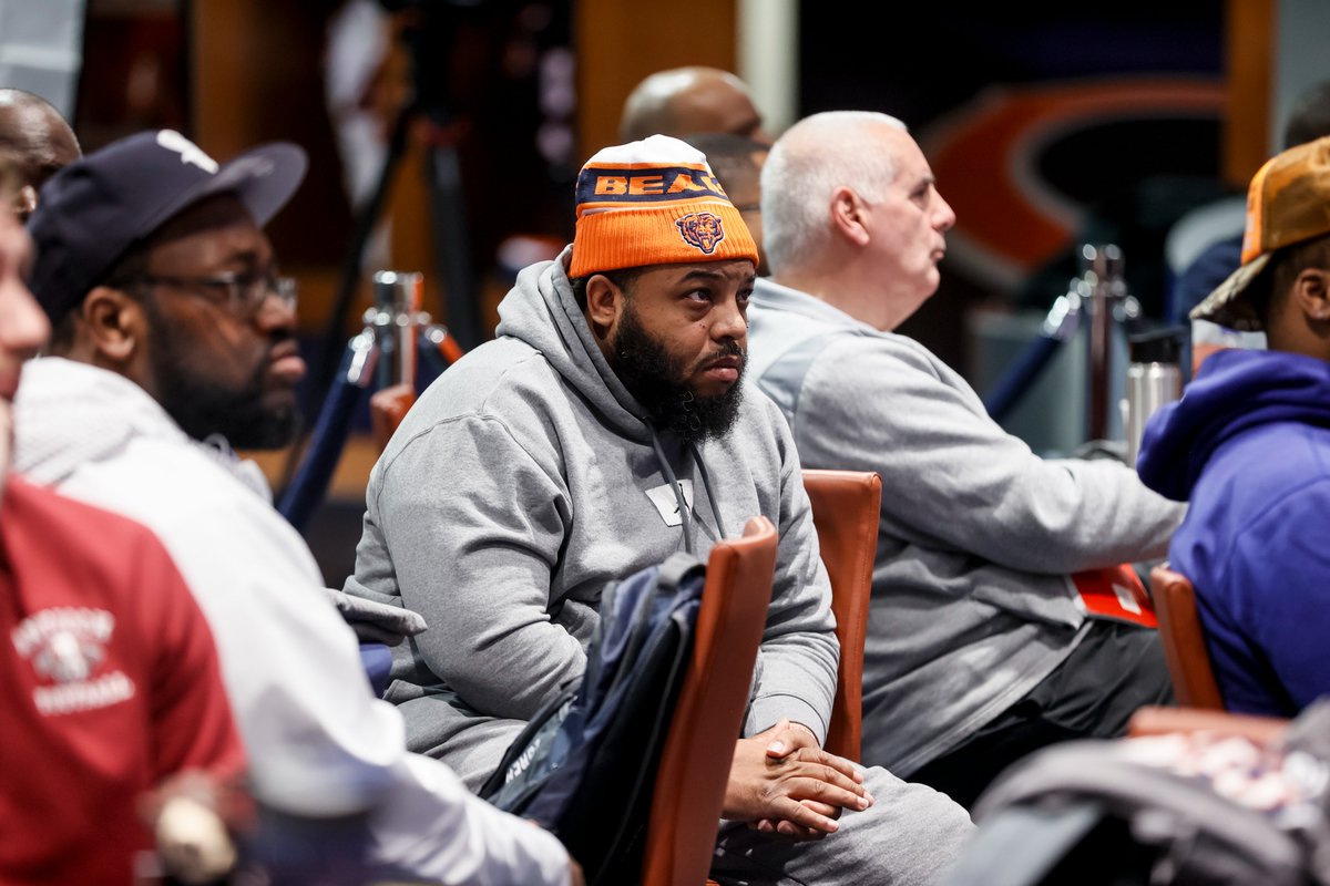 The Bears hosted more than 75 coaches at Halas Hall on Saturday for a high school football coaches clinic. Our 2023 Coach of the Year, Derek Leonard, was one of several presenters. #ThisIsHSFootball