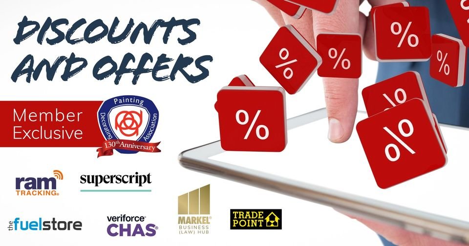 As a PDA Member, you gain access to a wide range of deals, discounts and offers – helping you drive down overheads and access goods and services at a preferential rate. Unlock your substantial savings and exclusive offers - visit paintingdecoratingassociation.co.uk