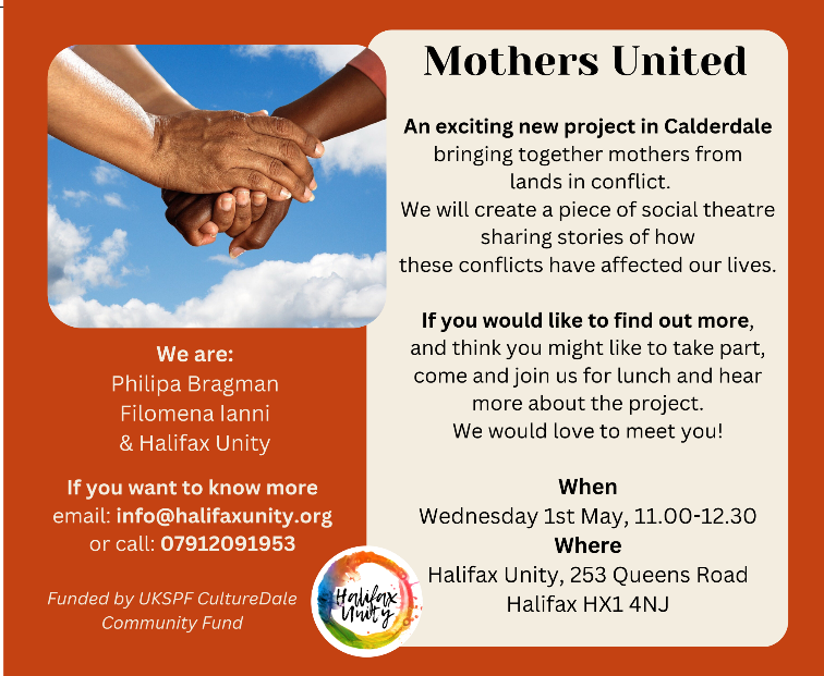HalifaxUnityCIC's tweet image. Mothers United is a new project being hosted at Halifax Unity, creating space for mothers from lands in conflict to come together and share stories of how conflicts have affected their lives. See the flyer for more info and please share on with anyone you know...