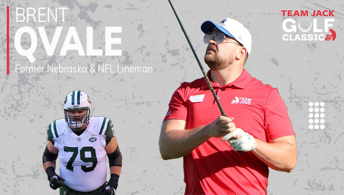 Join former NFL and Nebraska offensive lineman, @brentqvale, at the 2024 Team Jack Golf Classic on July 8 in Lincoln! Qvale spent eight seasons in the NFL, six of which were with the NY Jets. Visit bit.ly/3U9Pkkx for more info. #teamjackgolf #fundthecure #GBR