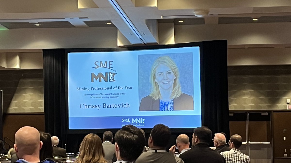 Congrats to Chrissy Bartovich, from ⁦<a href="/U_S_Steel/">U. S. Steel</a>⁩, the Mining Professional of the Year! More highlights from the SME Minnesota Conference on The Five. ⁦<a href="/wdiowirt/">WDIO News</a>⁩