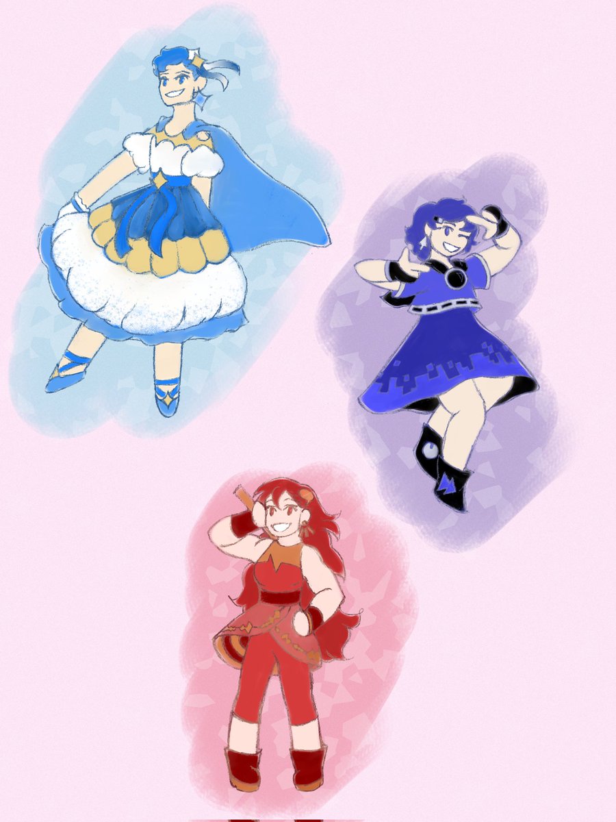 StarsInAJamJar's tweet photo. So approximately a year ago at this point, @OSPyoutube said in the podcast that their magical girl team would be called Lights Camera Action and I'd just like to say: Red's was a bitch to design, and the silver accents on Indigo were an impulse reference to the silver screen. https://t.co/OLMyuZDLPt