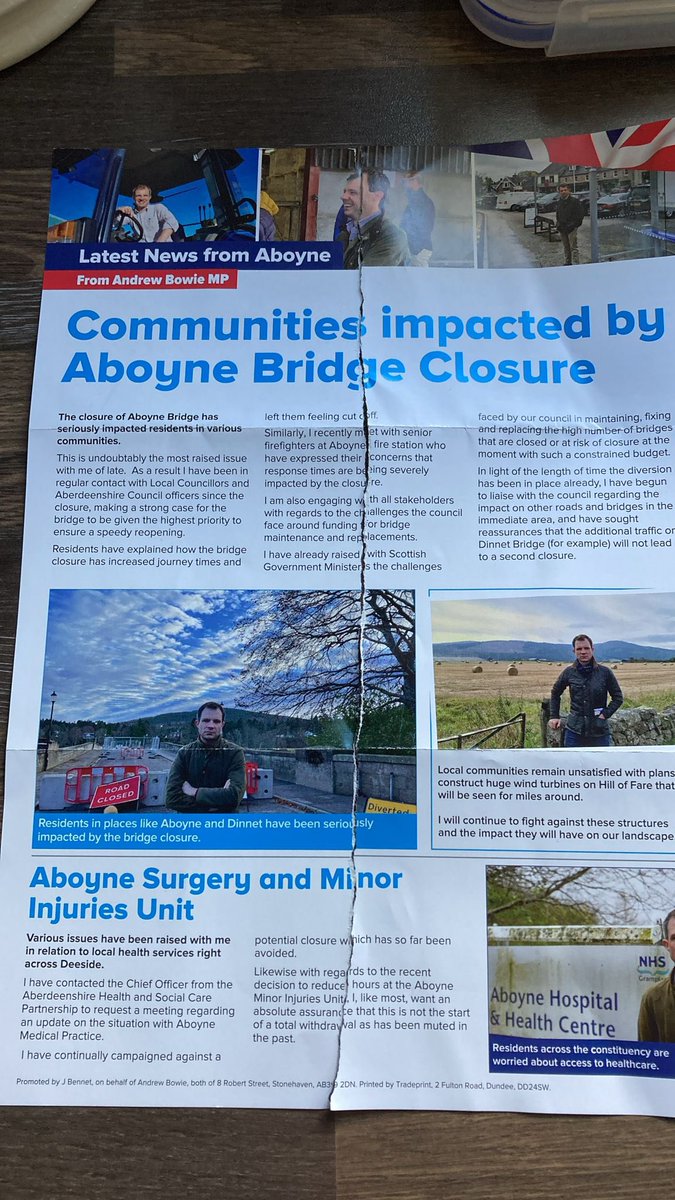 This is the page of the leaflet where Andrew Bowie made the claim about Aboyne Medical Practice, prompting them to issue a statement to correct the record.