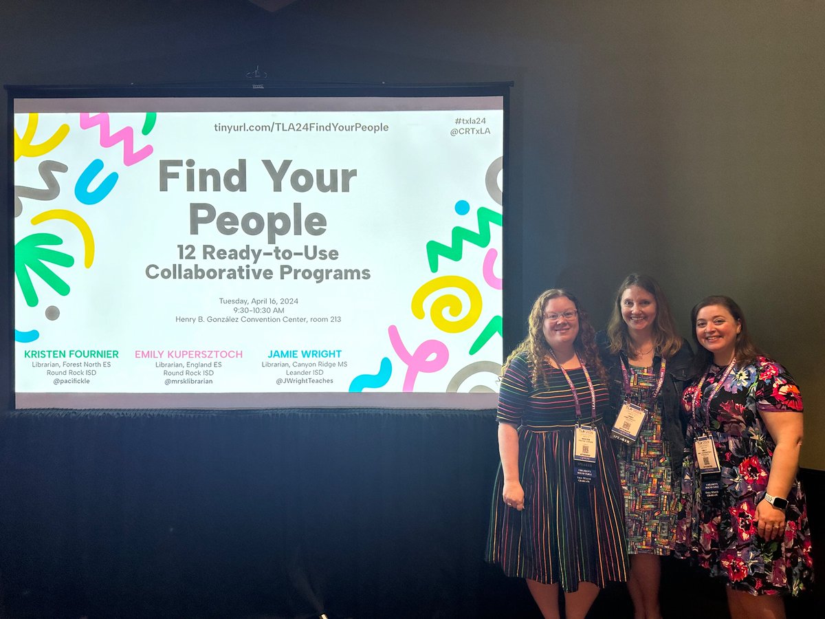 Always rewarding to talk with @mrsklibrarian and @pacifickle ! Loved presenting with you this morning! @LeanderISD_Lib @Sturdevant_CRMS #txla2024