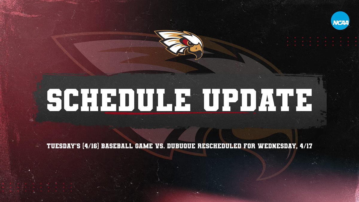🗓️Schedule Update ⬇️ Today’s @CoeBaseball game vs. Dubuque has been rescheduled to tomorrow, April 17 at 3 PM. #KohawkNation