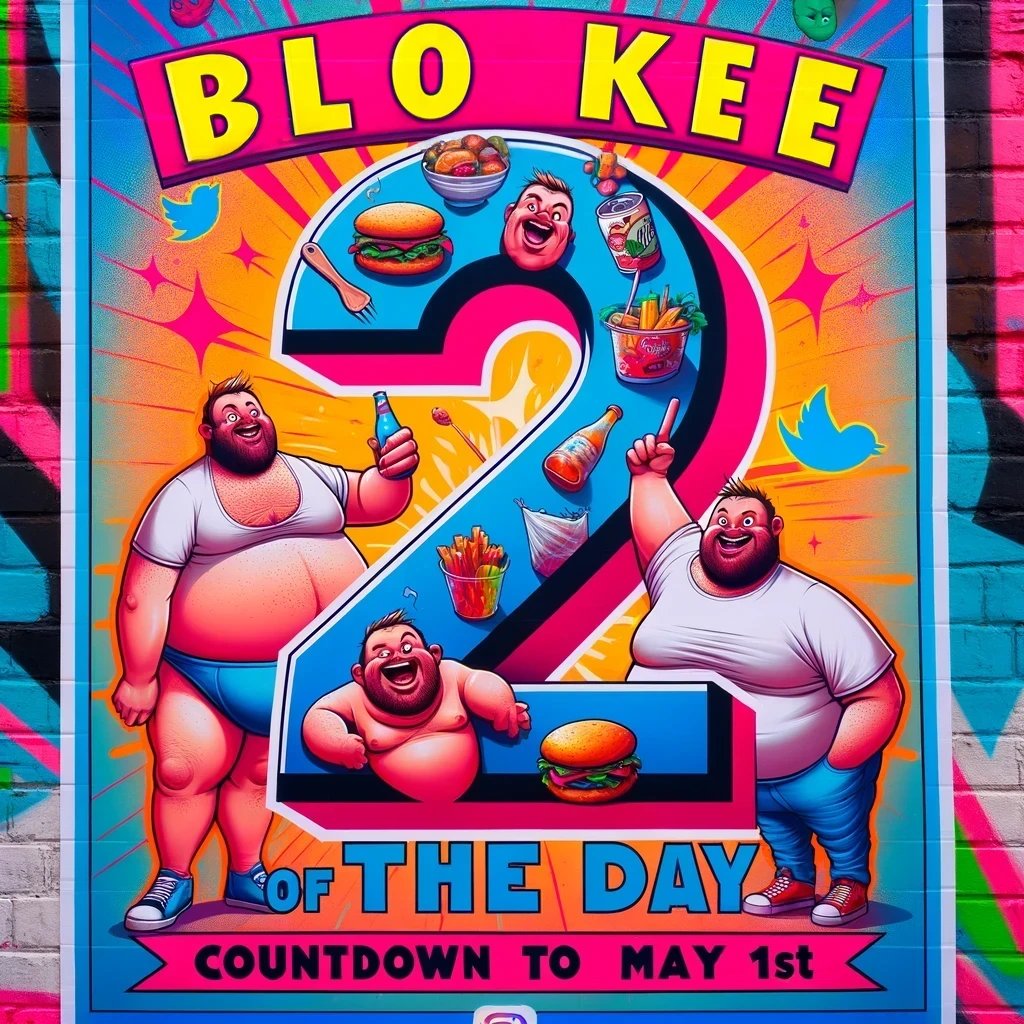 🎈 Almost there! Just 2 days left until the laughs are back with 'bloke of the day'! 🍔🎉 Get ready for daily fun! #BlokeOfTheDay #2DaysLeft