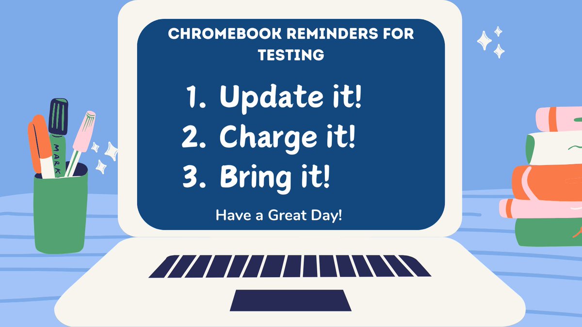 NISD Technology Services Training & Development (@nisdtechtd) on Twitter photo Testing season is here <a href="/NISD/">Northside ISD</a>! Make sure you're prepared with your Chromebook this year! Update It, Charge It, Bring It! #TechTips #NISD Testing season is here <a href="/NISD/">Northside ISD</a>! Make sure you're prepared with your Chromebook this year! Update It, Charge It, Bring It! #TechTips #NISD