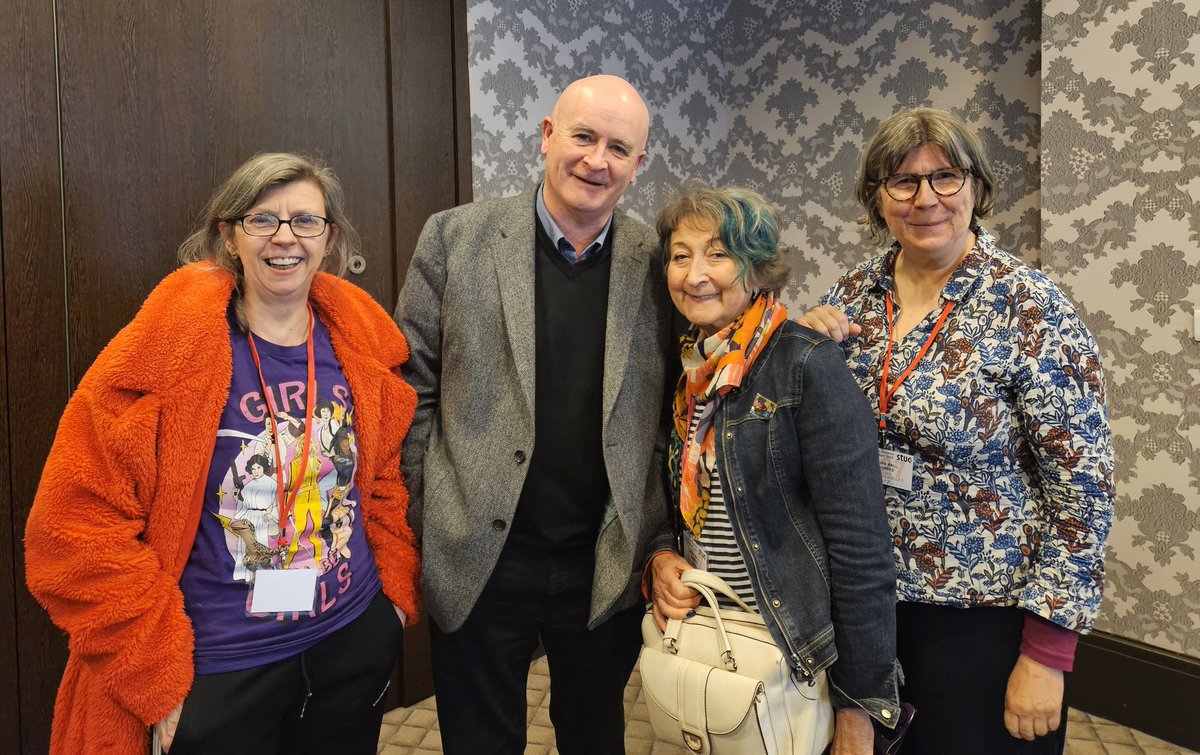Equity's delegation @Cheekybesom23 @JoCameronBrown @CarruthersLizz attending this year's @ScottishTUC Congress with the mighty Mike Lynch GS of @RMTunion @RMT_Scotland @EquityUK #STUC24