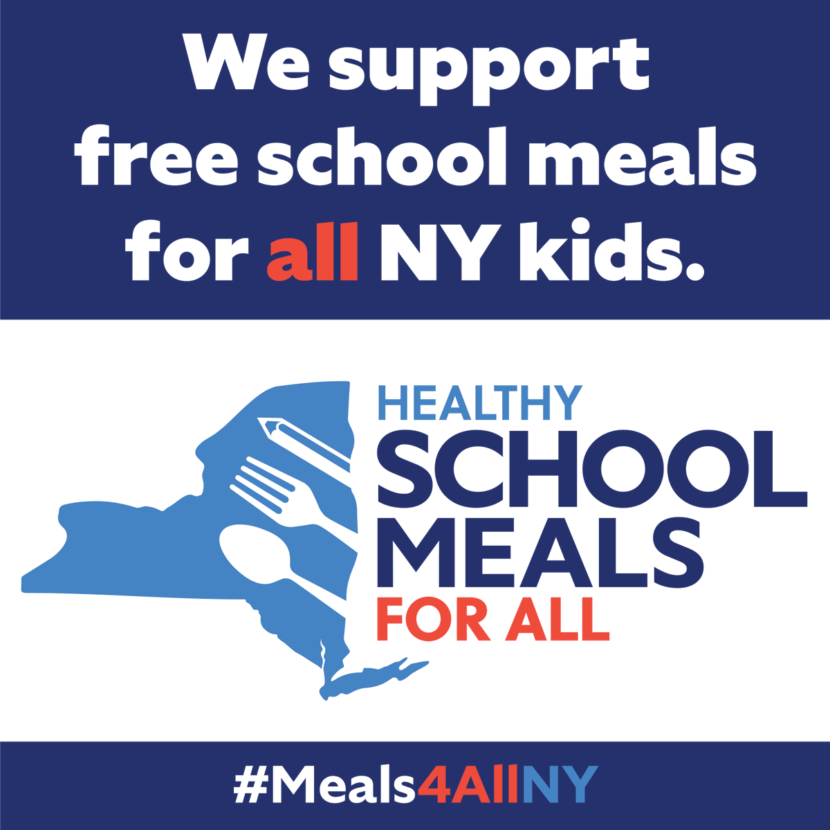 Our call to action is simple: Feed NY's kids. A patchwork approach that provides free school meals to some kids is not enough. Call TODAY to urge lawmakers to close the gap & fully fund #Meals4AllNY! bit.ly/HSMFANY-ActNow @GovKathyHochul @AndreaSCousins @CarlHeastie