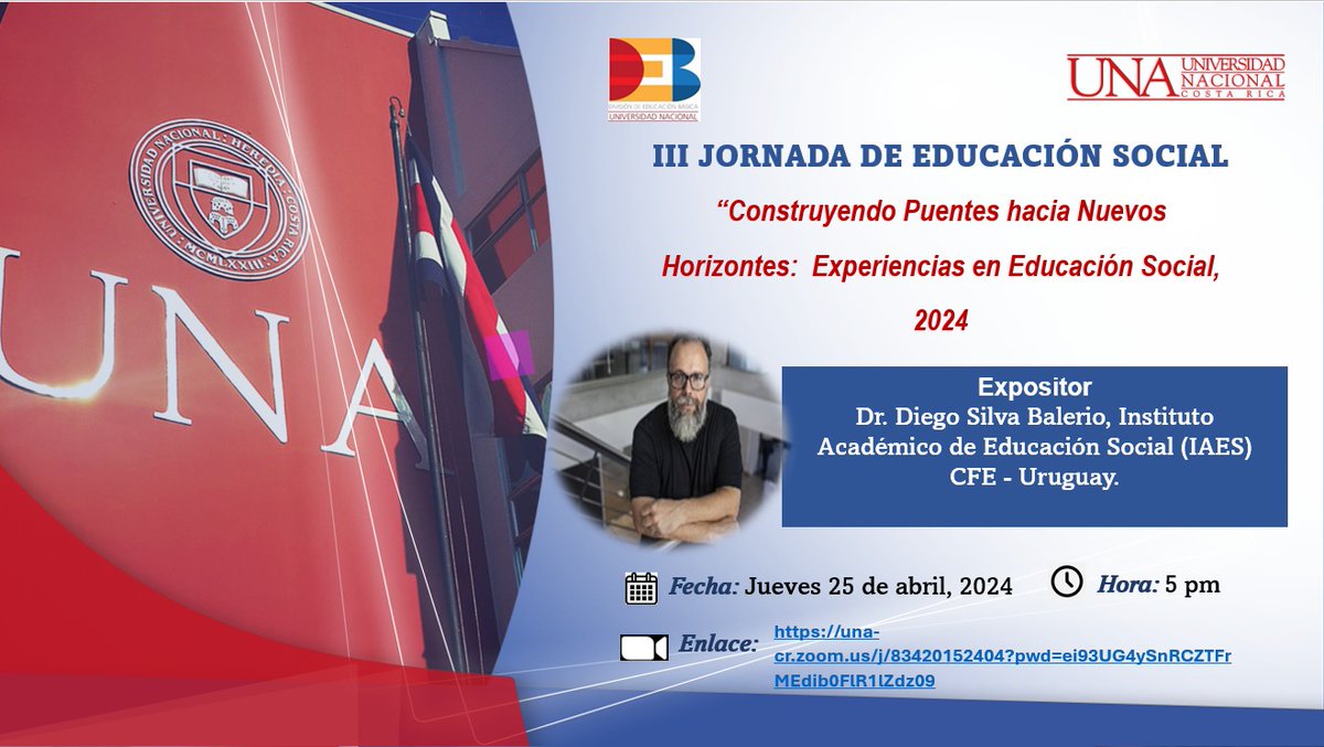 CideDeb's tweet photo. El Nivel de Licenciatura los invita a la III Jornada de Educación Social, en la semana del 22 al 26 de abril, tenemos a cuatro especialistas Internacionales de forma virtual y el día viernes 26 se cierra con un Foro en el Campus de Heredia de 2:00pm a 5:00pm. https://t.co/sLutQFAG35