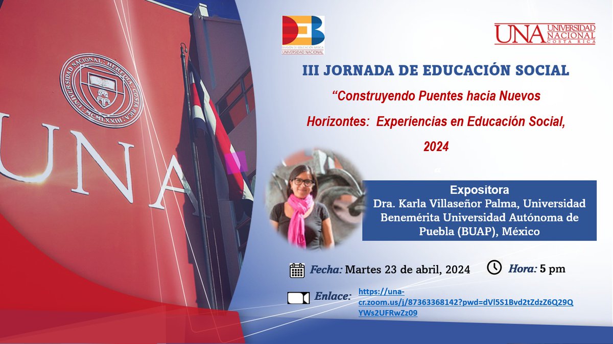 CideDeb's tweet photo. El Nivel de Licenciatura los invita a la III Jornada de Educación Social, en la semana del 22 al 26 de abril, tenemos a cuatro especialistas Internacionales de forma virtual y el día viernes 26 se cierra con un Foro en el Campus de Heredia de 2:00pm a 5:00pm. https://t.co/sLutQFAG35
