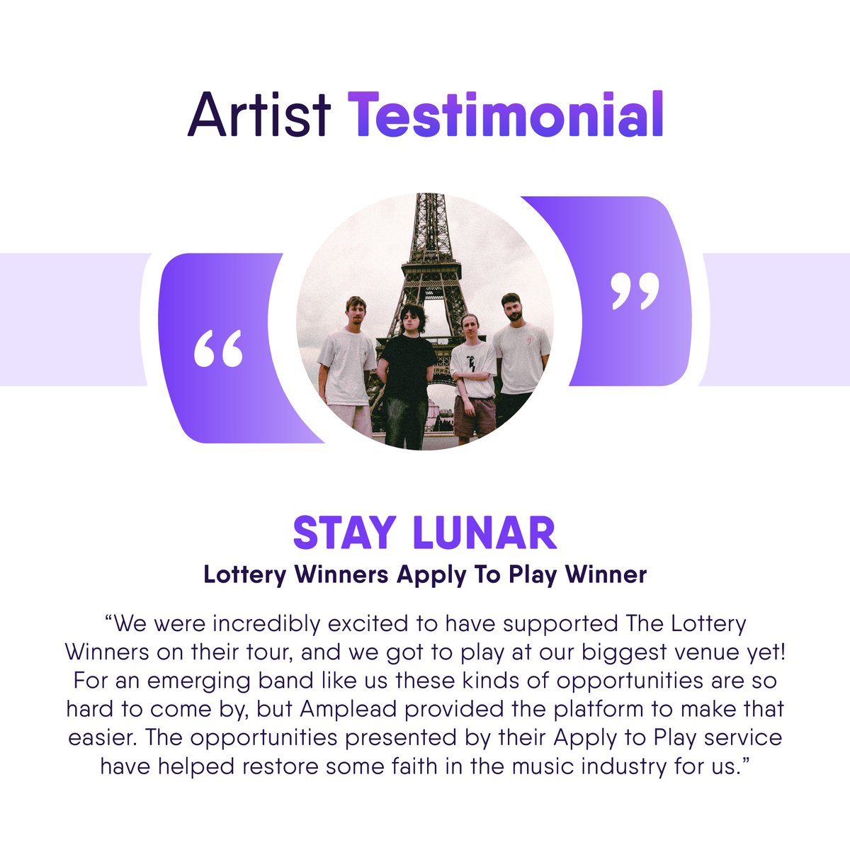 We have received some incredible feedback from artists who have used our Apply to Play service over the last year 🤩. From industry networking events, festivals, and tour-support slots, we have been able to provide artists with some great opportunities. Back in November,