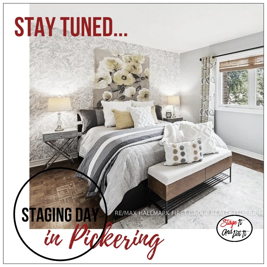 Today we are in Pickering! #StagingDay ❤️. A 4 bedroom family home with an incredible retreat like backyard, perfect for the upcoming summer months. Stay tuned. Will be styled by @stageitandlistit.
.
.
#stageitandlistit #homestaging #stagingsells #staging