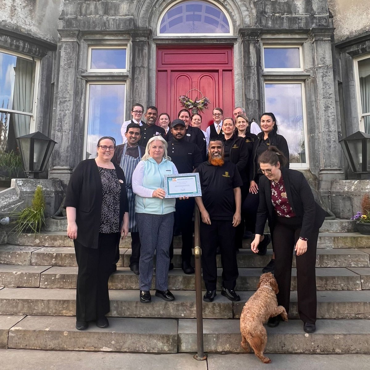 We are thrilled to share that Ballyseede Castle has been certified as an Outstanding Employer for 2024 as part of @Failte_Ireland's prestigious Employer Excellence Programme 👏 The team were so excited to unveil the plaque earlier today that even Charlie wanted to get involved!