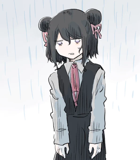 雨に降られる黒江ちゃん 