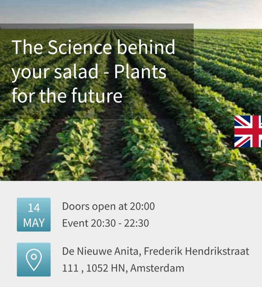 Hello! I'm organizing one of the event of the Pint of Science in Amsterdam. I've selected two great speakers from the UvA who will be talking about plant breeding and how to make our crops more sustainable, and also how Artificial Intelligence is revolutionizing agriculture!