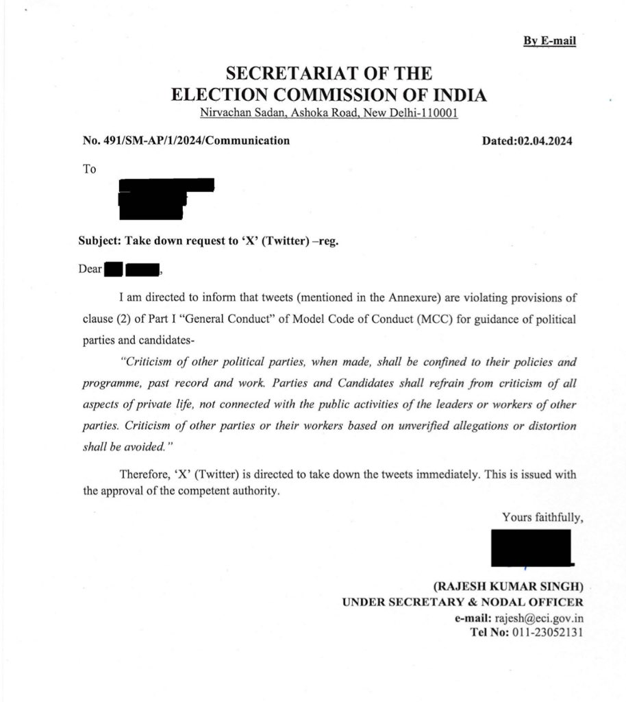 The Election Commission of India has mandated X to remove posts containing political speech from elected politicians, political parties, and candidates for office.

X complied with these orders but disagrees with the actions taken, advocating for freedom of expression to include…