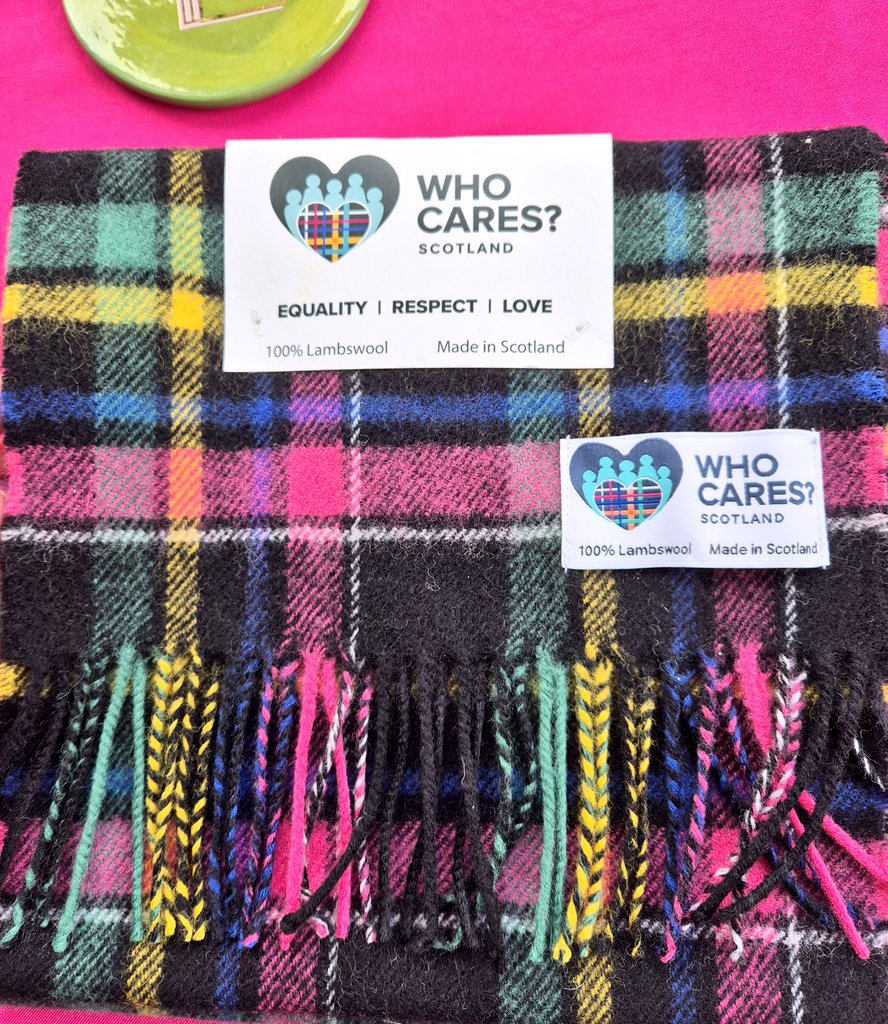 Sun's oot but not enough to leave without a wee scarf. Proudly wearing my @whocaresscot tartan -our very own tartan for care experienced people✊️ Everyday we fight for a better system for care experienced people - everyone deserves a lifetime of equality, respect, & love ❤️