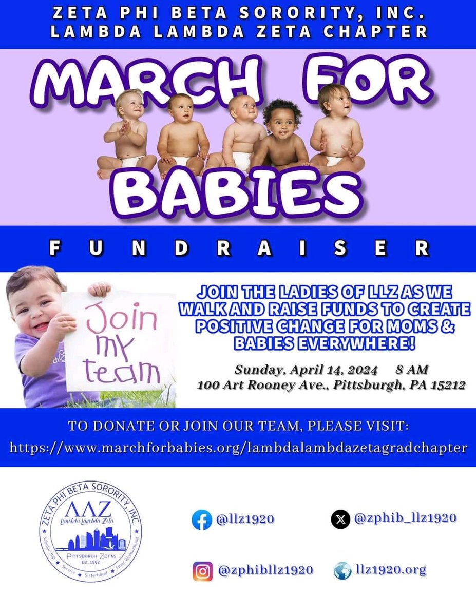 ZPHIB_LLZ's tweet photo. On April 14th, the “Steel City Zetas” participated in the March for Babies Walk to raise awareness &amp; money for the needs of moms and babies EVERYWHERE!!💯💙

LLZ…LET’S GO!!💯💙☺️

#MarchForBabies
#ZPhiB1920
#ServiceAndSisterhood
#SteelCityZetas 
#LLZChapter 
#PittsburghPA https://t.co/HLN5AgmKiu