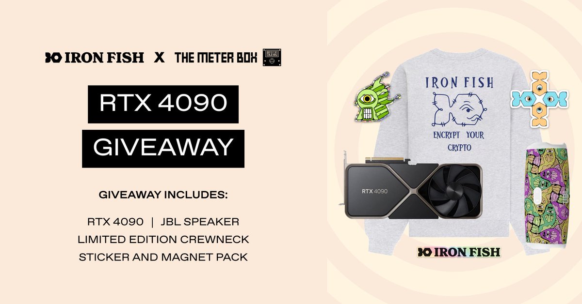 We're thrilled to unveil our newest giveaway, brought to you by <a href="/ironfishcrypto/">Iron Fish</a>!

There are plenty of prizes, such as an RTX 4090, JBL Speakers, Crewnecks, and a host of other goodies. To join, head over to: rb.gy/961q65

This contest is worldwide! 🌎 Ends on 5/31! 🔥
