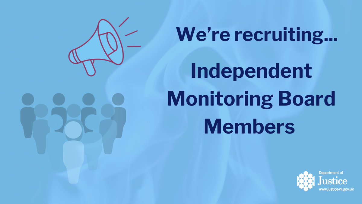 We are seeking to appoint new members to the Independent Monitoring Board.  To find out more about these roles please visit justice-ni.gov.uk/news/do-you-ha… Closing date for application is 30 April.