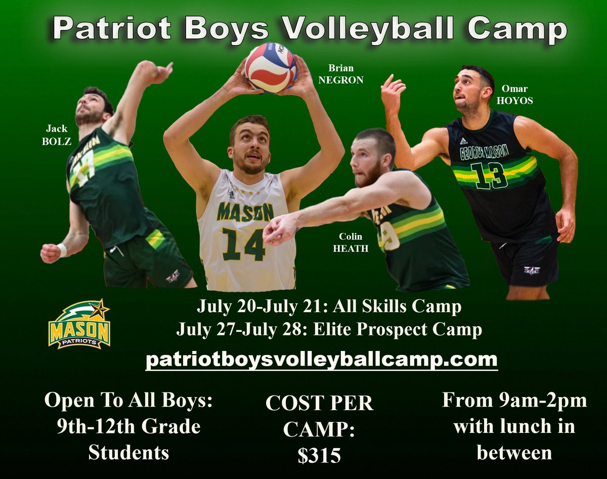 Join our volleyball camp this SUMMER🌞 (Space is limited) Link to sign up: patriotboysvolleyballcamp.com