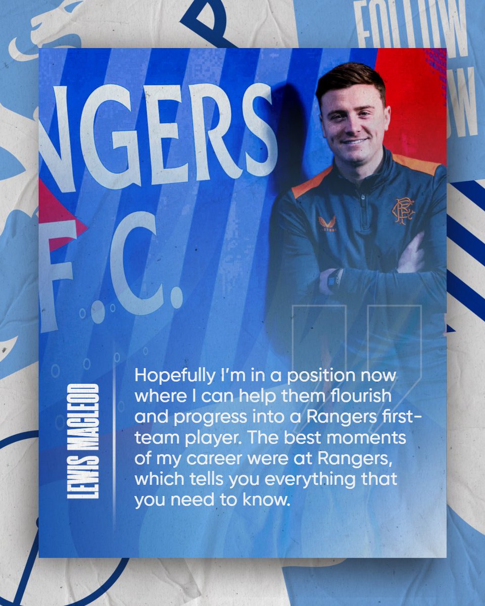 🎙️ Lewis Macleod says he hopes he can draw on the lessons he learned throughout his career to shape the stars of tomorrow in the Rangers Academy. Read More from Lewis 👉 rng.rs/49GWC3M