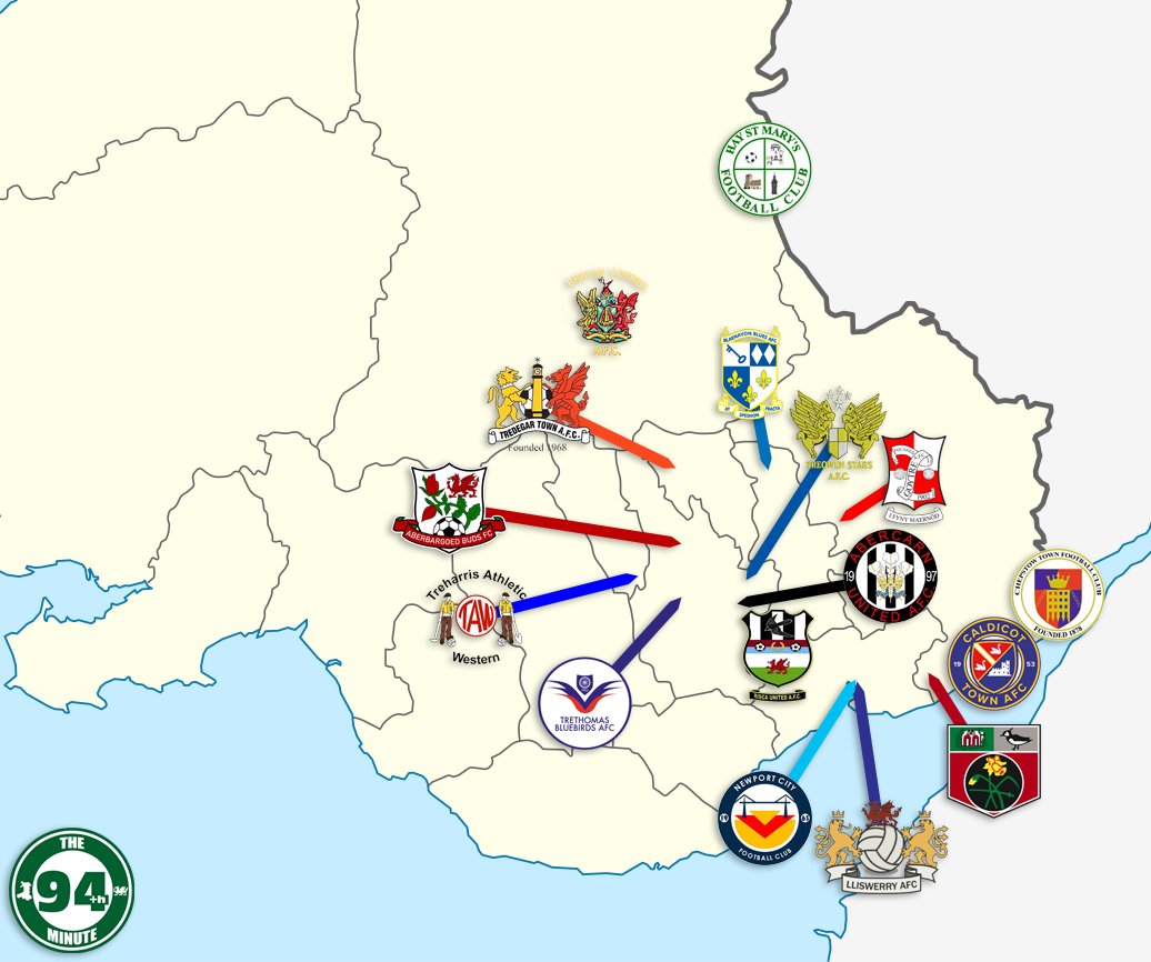 In preparation for an upcoming blog where I focus on a South Welsh club, I have created a #footballmap showing the locations of this season's teams in the @ArdalSouthern East league.