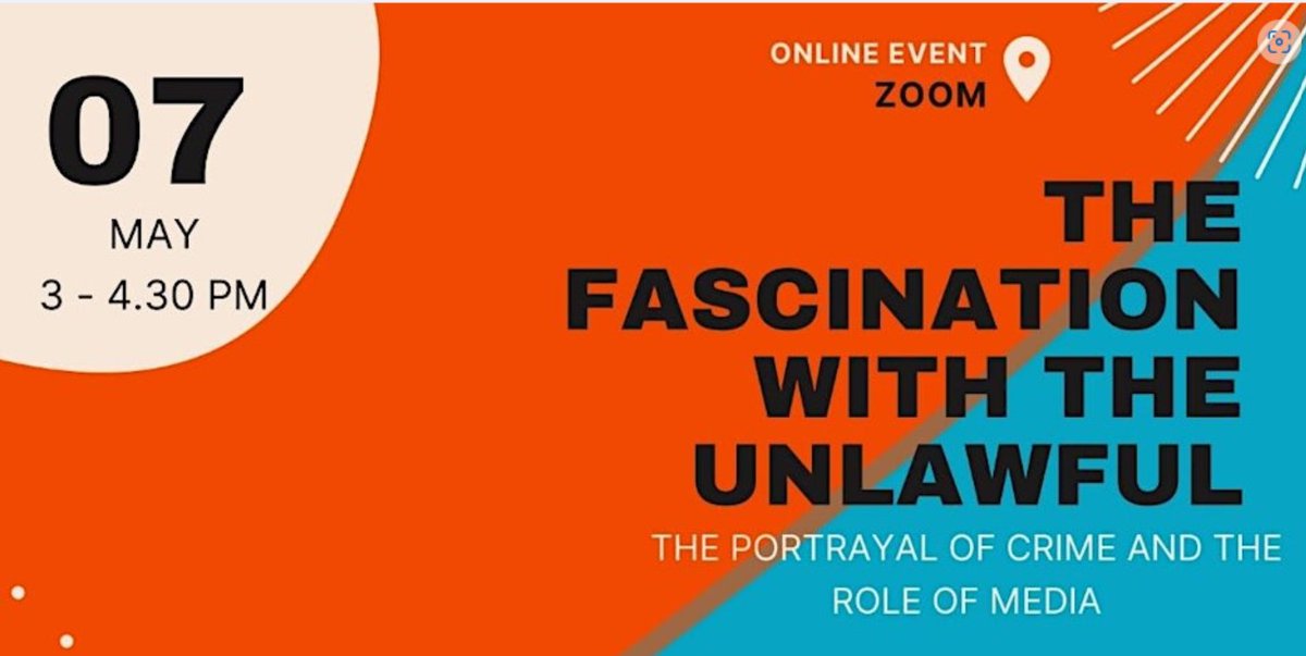 The fascination with the unlawful: The portrayal of crime and role of media. Tues 7 May, 3pm, online. Speakers: @GemmaFlynn Nerea Barjola Kerstin-Anja Münderlein Organised by @LawCRG_ED eventbrite.co.uk/e/the-fascinat…