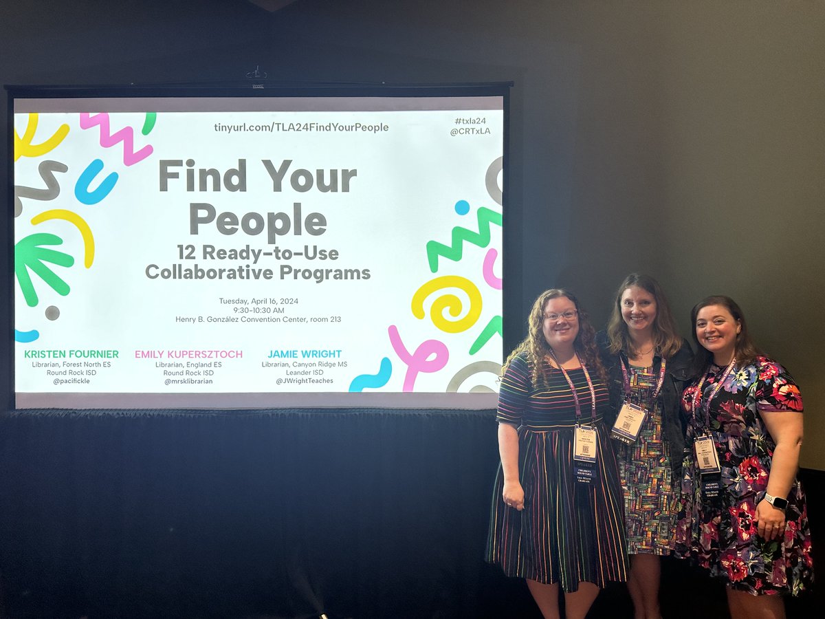 Congratulations to the presenters of 'Find Your People: 12 Ready-To-Use Collaborative Programs' for an excellent educational session! Your insights and ideas are sure to inspire collaboration in our schools. #txla24 #FindYourPeople