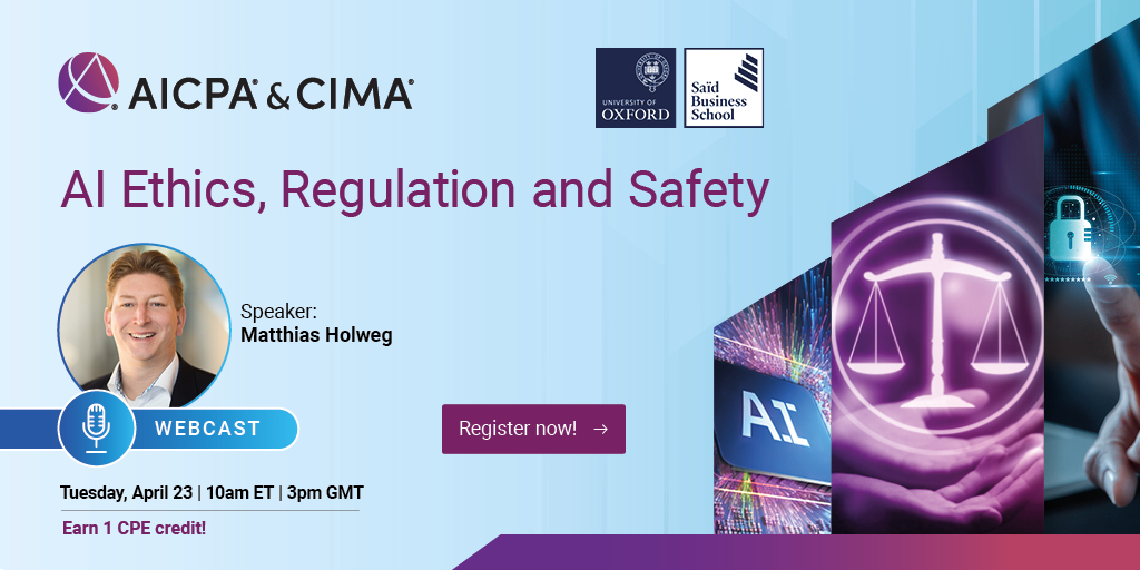 On April 23, the University of Oxford Saïd Business School presents a webcast on AI ethics and safety. Delve into the implications of AI regulation with expert insights from Professor Matthias Holweg. Don't miss this free event! bit.ly/43JKcqK