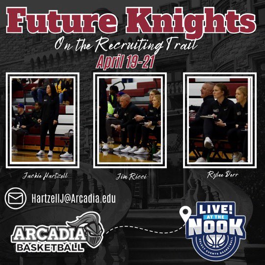 🚨 Send us your schedules 🚨
We will be in Manheim, PA for Live! at the Nook this weekend! 
#FutureKnights #ArcadiaWBB