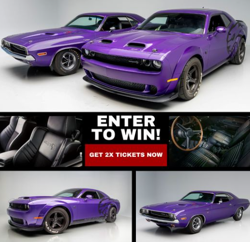DreamGiveaway's tweet photo. Any fans of "Plum Crazy?" See this moparlicious pair of rare Dodge Challengers that are the grand prize in the new Challenger Dream Giveaway! Visit https://t.co/vyULTe7i6J to learn more and to see how to enter to win them!
#Moparfamily #MONC #Plumcrazy #Dodge #440sixpack https://t.co/tZjNlr4hLq