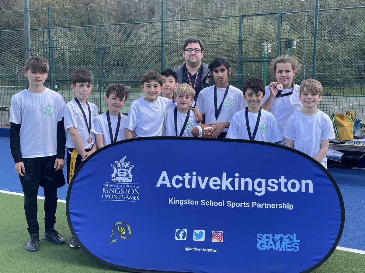 Congratulations to @LatchmereSchKT2 who won our inaugural NFL Flag competition today. @AlexandraschKT won 🥈& these 2 teams will now represent #teamkingston at the @LdnYouthGames next month. 🥉 went to Fern Hill primary. Well done everyone 👏🏈 @YourSchoolGames