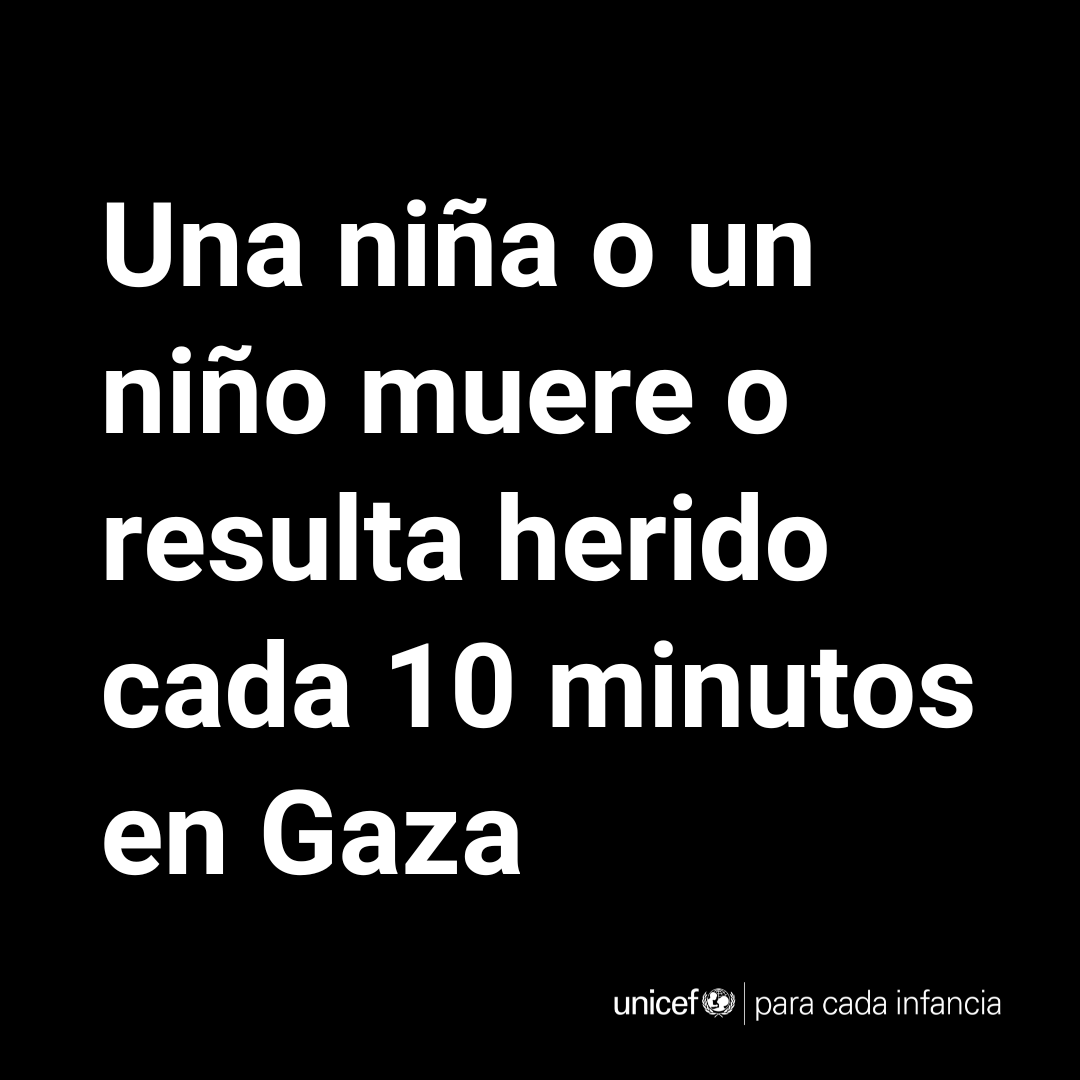 Necesitamos un alto el fuego, para poner fin a la matanza y mutilación de niños y niñas en Gaza, un acceso humanitario sin restricciones y la liberación inmediata y segura de los niños secuestrados
