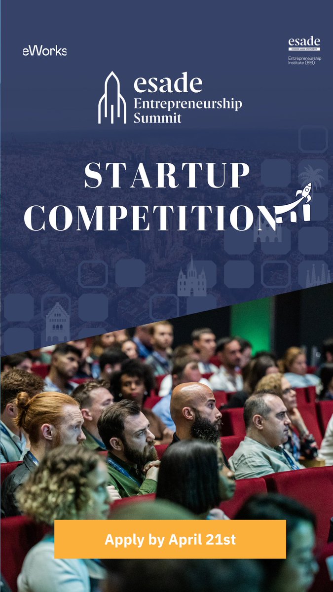Hey entrepreneurs, want to pitch to investors, gain visibility and rock it at the @Esade #EESummit24? Apply to the #EESummitStartupCompetition by April 21st 👇👇 esade.me/eesummitcompet…