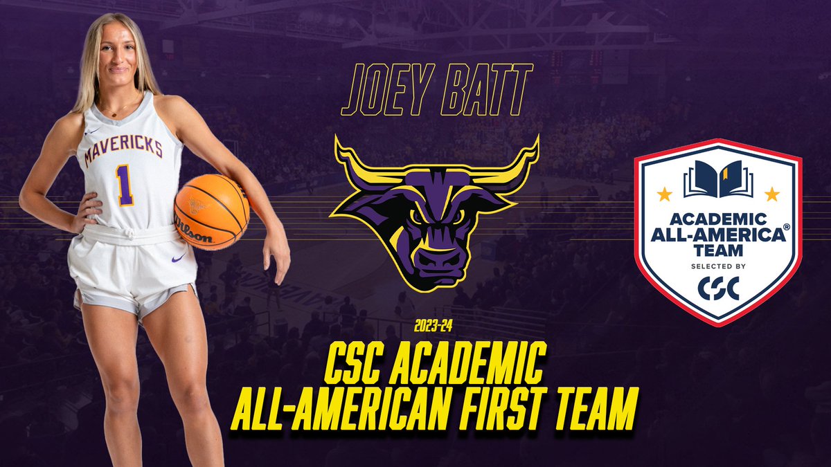 A full trophy cabinet 🏆 Joey Batt is a CSC Academic All-American First Team member for her performance on the court and in the classroom in 2023-24 💜 #RollMavs 🏀