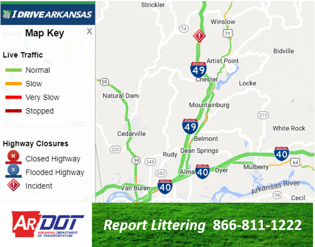 Washington Co: (UPDATE) I-49 SB right shoulder remains blocked due to an accident 6.9 miles north of Mountainburg.  Monitor at IDriveArkansas.com.  #artraffic #nwatraffic 
 twitter.com/IDriveArkansas…