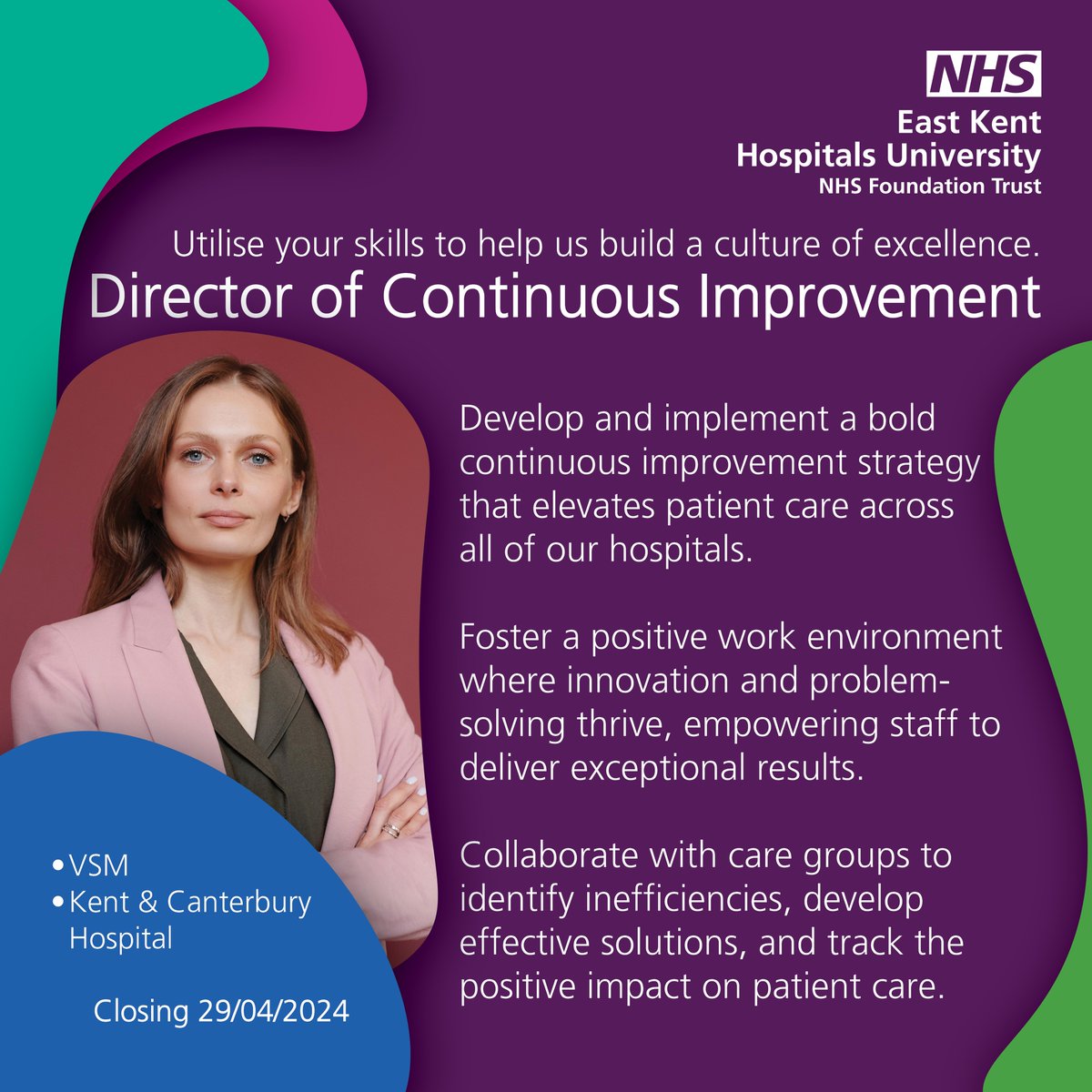 We're seeking a Director of Continuous Improvement to help lead EKHUFT to excellence! 💡 We're looking for someone to champion continuous improvement and efficiency, implement innovative solutions, and drive measurable results across our organisation. orlo.uk/DCI_4NBhR