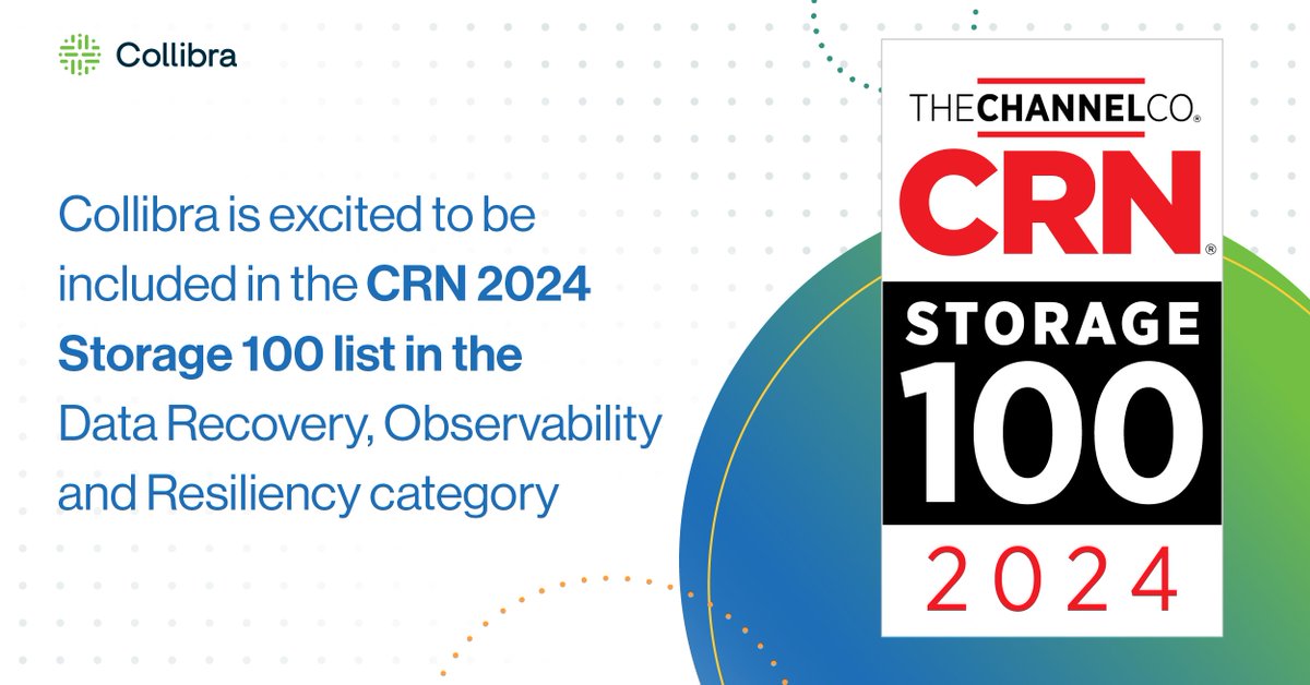🔥 Exciting news 🔥 Collibra is excited to be included in CRN's 40 Coolest Data Recovery/Observability/Resiliency Vendors: The 2024 Storage 100 😎 Thank you CRN for including us on this 😎 cool 😎 list! crn.com/news/storage/2…