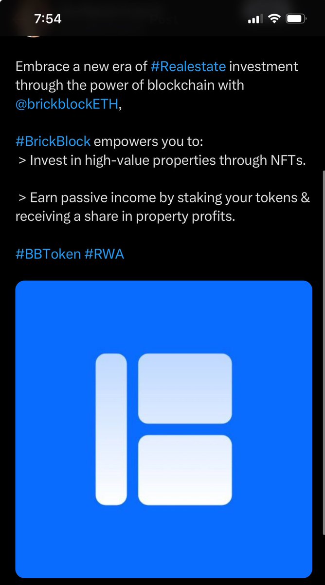 I have no clue what this project is But I can tell you one thing It has so many bots And bots is a big no for me Its a scam shit coin @brickblockETH claims to be a RWA but Ive been blocking all the bots posting that exact same post in the picture on my comments