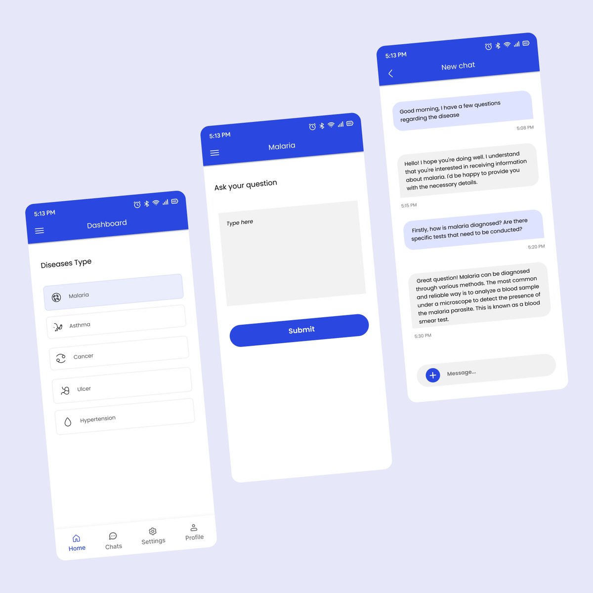 Excited to showcase a healthcare app designed to make managing your health easier than ever, featuring these essential features 🔹 Dashboard of Disease Types 🔹 Disease Type Pages with Patient Questions 🔹 Chat with Doctors #uiuxdesign #designinspiration #digitaldesign