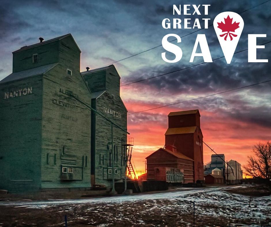 National Trust for Canada is pleased to announce that The Nanton Grain Elevators in Nanton, Southern Alberta, is a #NextGreatSave finalist @nanton_elevators! The project will help to restore their grain elevators and rail lands as a future public gathering space. @EIOCanada.