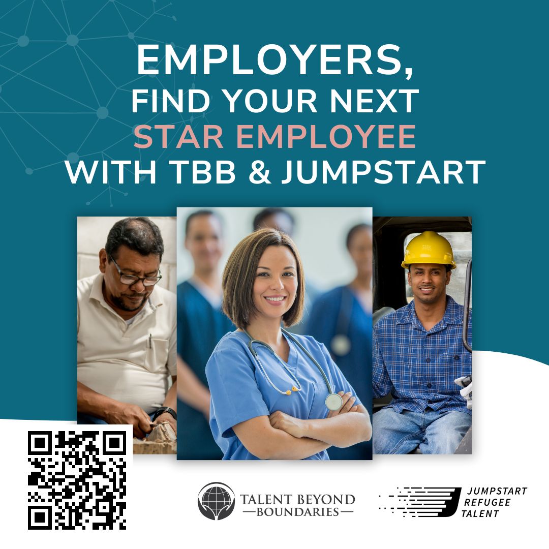 Our Hiring Event with @TBBforTalent on April 23-25 connects Canadian employers with skilled refugee talent. Don't miss out on this opportunity. Join us online or in Buenos Aires! Register today: bit.ly/3vv6Ru1 #ByRefugees #ForRefugees #Empowerment #RefugeesWelcome