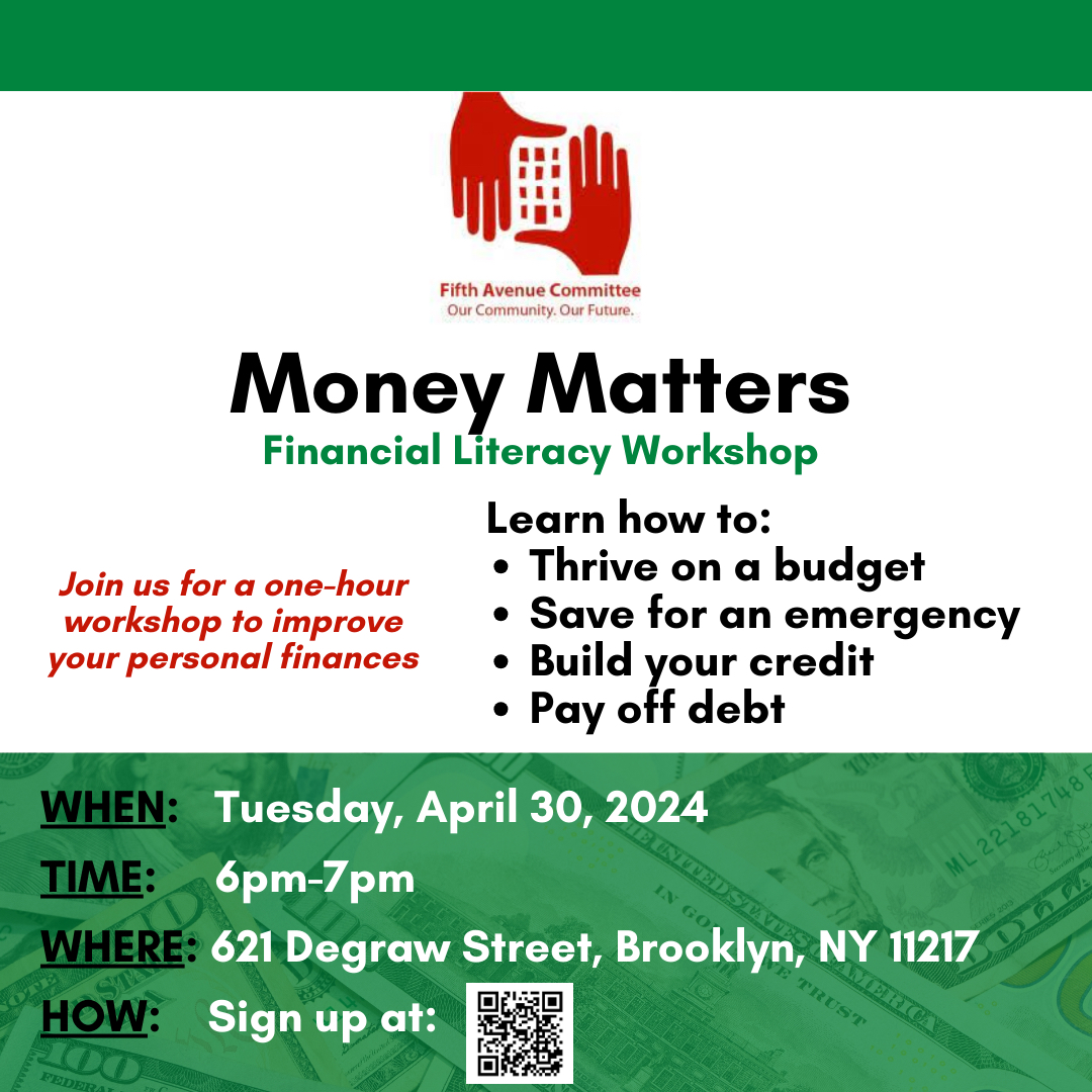 If you want to build or improve your financial literacy skills, join one of our financial literacy workshops every last Tuesday of the month. Our next workshop is on Tuesday, April 30 at 6 pm. Visit forms.gle/2PCQtxnjUq2sH8… to register.